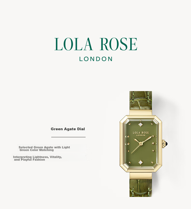Женские часы Lola Rose, кварцевые, с зеленым агатовым циферблатом и стальным браслетом, модель LR2708