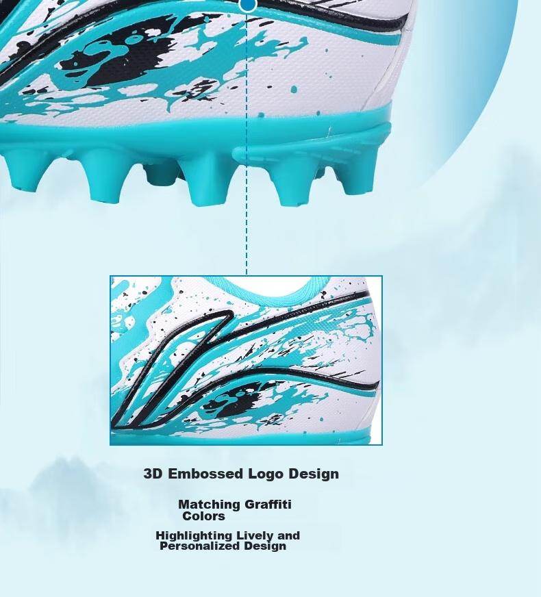Детские футбольные бутсы Li-Ning MG, для подростков, мальчиков и девочек, нескользящие, износостойкие, профессиональные, зеленые, размер 32