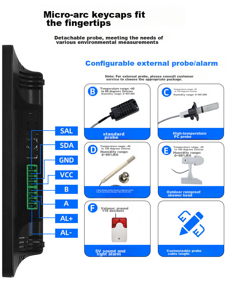 Термогигрометр Rongce RC835, высокоточный, с большим экраном, для дома, склада, мастерской, со встроенным датчиком