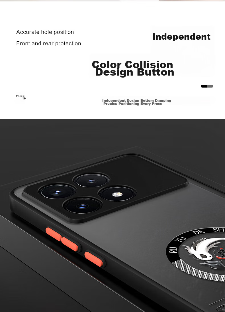 Чехол HotFire для Xiaomi Redmi K70 / K70 Pro, противоударный силиконовый, защита камеры, полный охват, полупрозрачный матовый