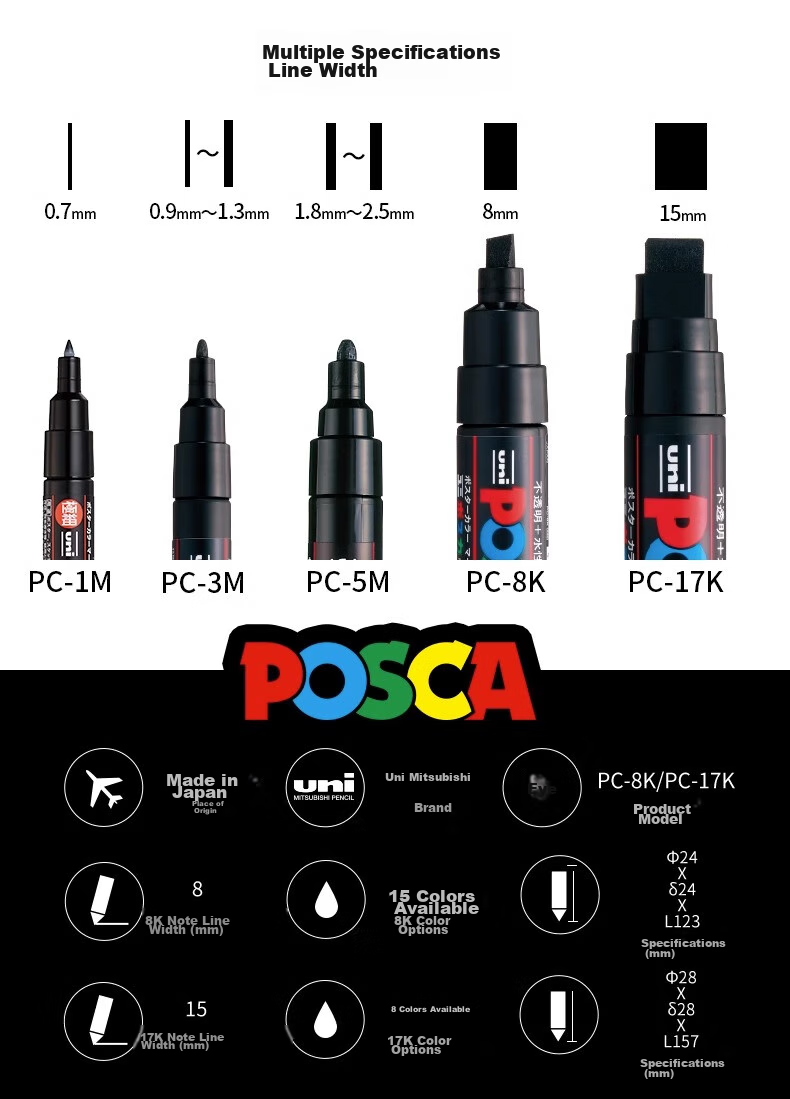 Акриловый маркер Uni Mitsubishi POSCA PC-17K, экстрабольшой, белый, 15 мм