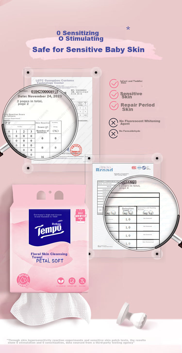 TEMPO Бумажные полотенца для лица, 160 шт., XL, одноразовые, ультрамягкие, для ухода за кожей, для младенцев