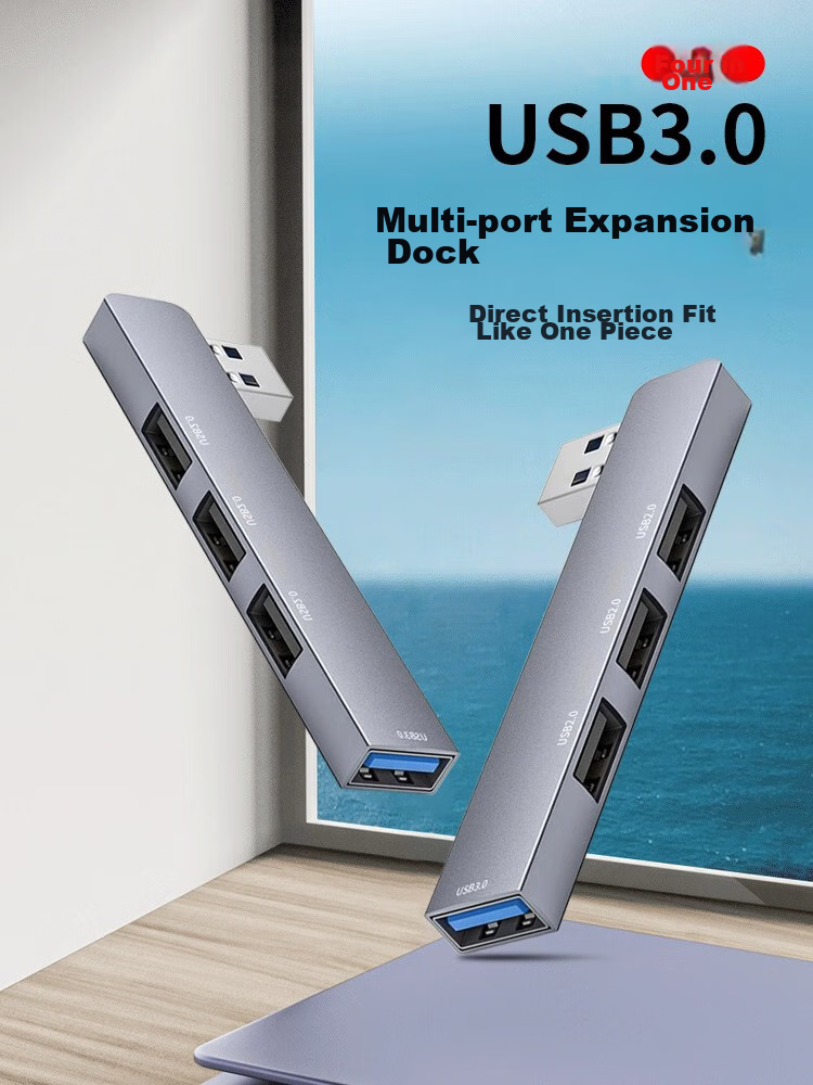 USB-хаб Youlianxing YLX-34ARC, 4 порта, USB 2.0, USB 3.0, Type-C, алюминиевый сплав, серый