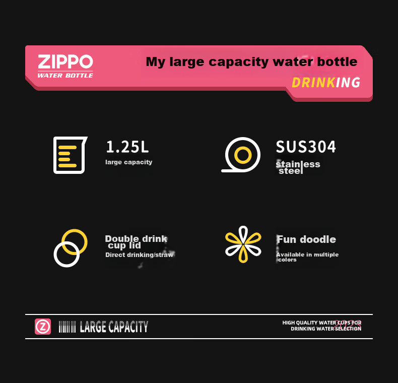 Термокружка ZIPPO, 1250 мл, зеленая, для женщин, стильная, из нержавеющей стали, с удобной крышкой