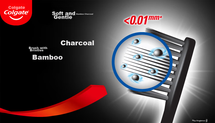 Зубная щетка Colgate Slim Long Carbon, 4 шт., ультрамягкая, с угольным волокном