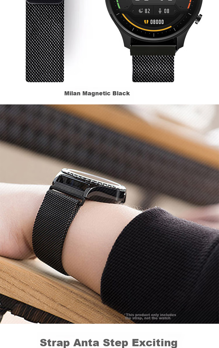 Ремешок ESCASE Milanese Loop для Xiaomi Watch Color 1/2, нержавеющая сталь, магнитная застежка, черный