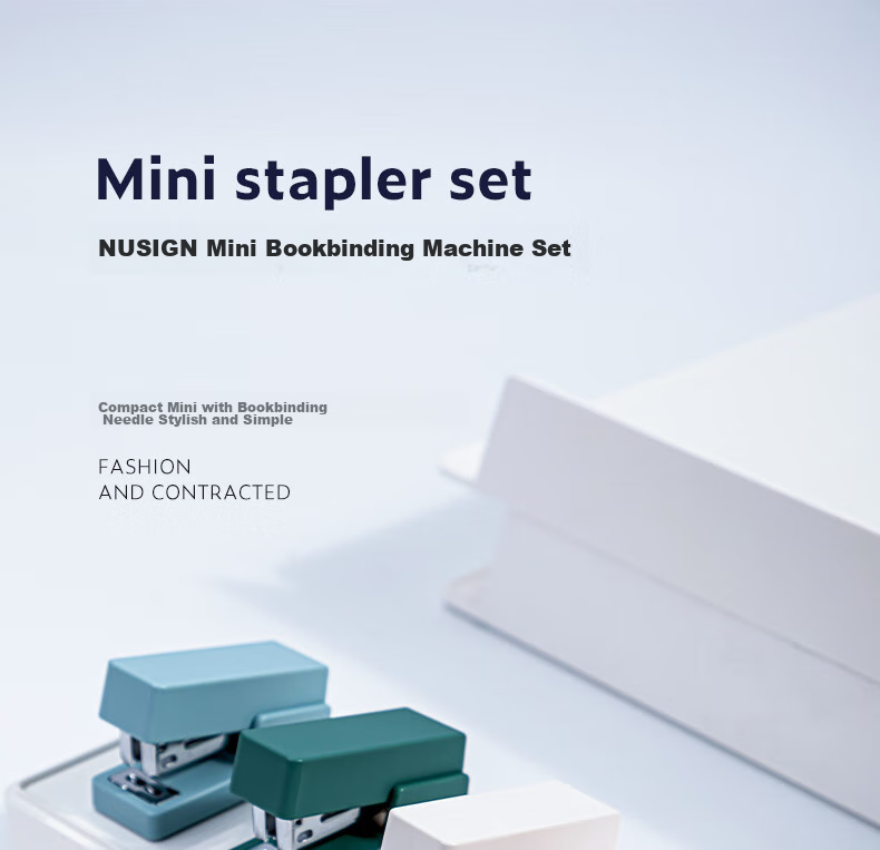Мини-степлер Deli Niusai NS083, легкий портативный, розовый, с бесплатными скобами