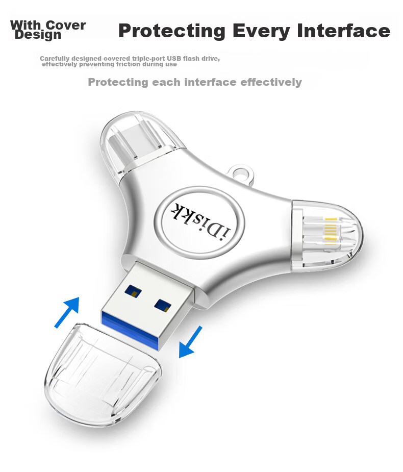 Флеш-накопитель iDiskk U030 64 ГБ MFi Certified, 3-в-1 USB Type-C Lightning, для iPhone, Android, Apple, резервное копирование фото