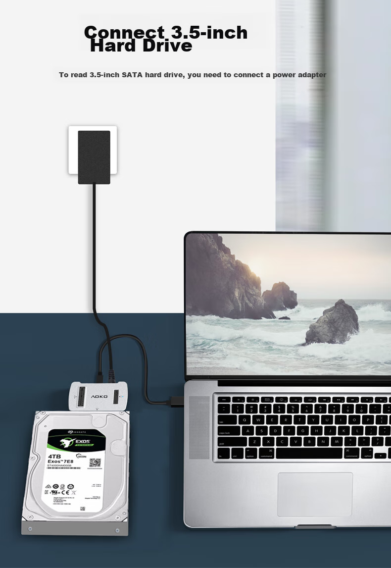 AOKO AM10SL - док-станция для SSD M.2/SATA/NVMe, mSATA, 2.5/3.5" SATA, USB Type-C, алюминий, серебристый