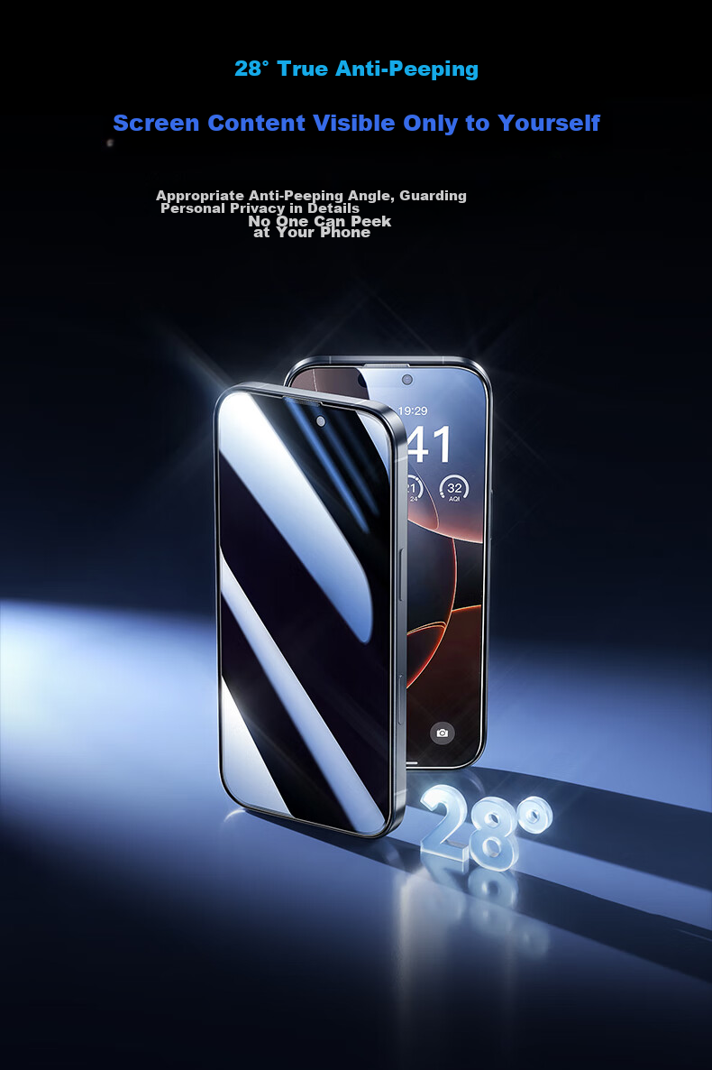 Защитное стекло PISEN для Apple iPhone 16 Pro, антишпионское, полное покрытие HD, противоударное, пылезащитное, антиотпечатковое, 2 шт.