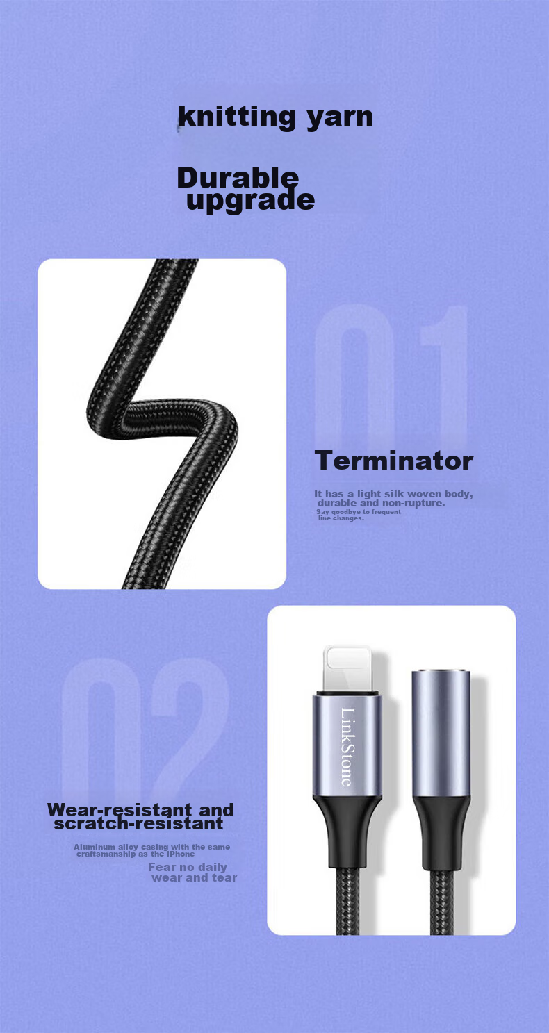 Переходник LinkStone Lightning на 3.5 мм для iPhone 14/13/12/11 Pro Xs Max, аудиокабель, штекер и воспроизведение, конвертер Lightning в 3.5 мм