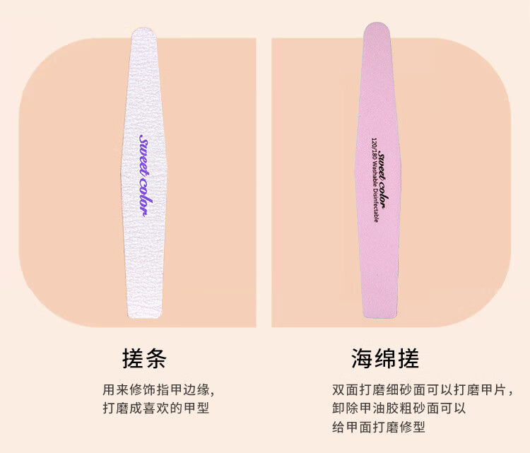 Sweet Color美甲工具套装去死皮打磨修型修指甲套装死皮剪搓条营养油软化剂