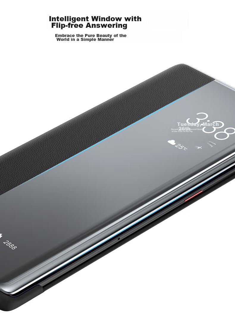 Умный чехол-книжка Ekakashop Smart View Flip Case для Huawei Mate30 Pro, защита от падений, бизнес-стиль, черный