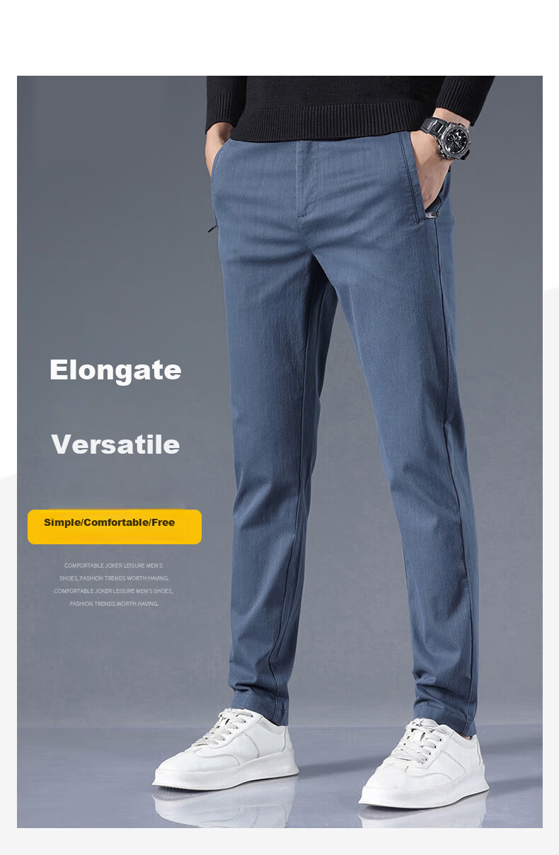 ROMON Casual Pants for Men, Autumn Trendy Trousers, Straight-Leg Comfortable Loose-Fit Sports Business Pants for Men, JK66 Denim Blue 34