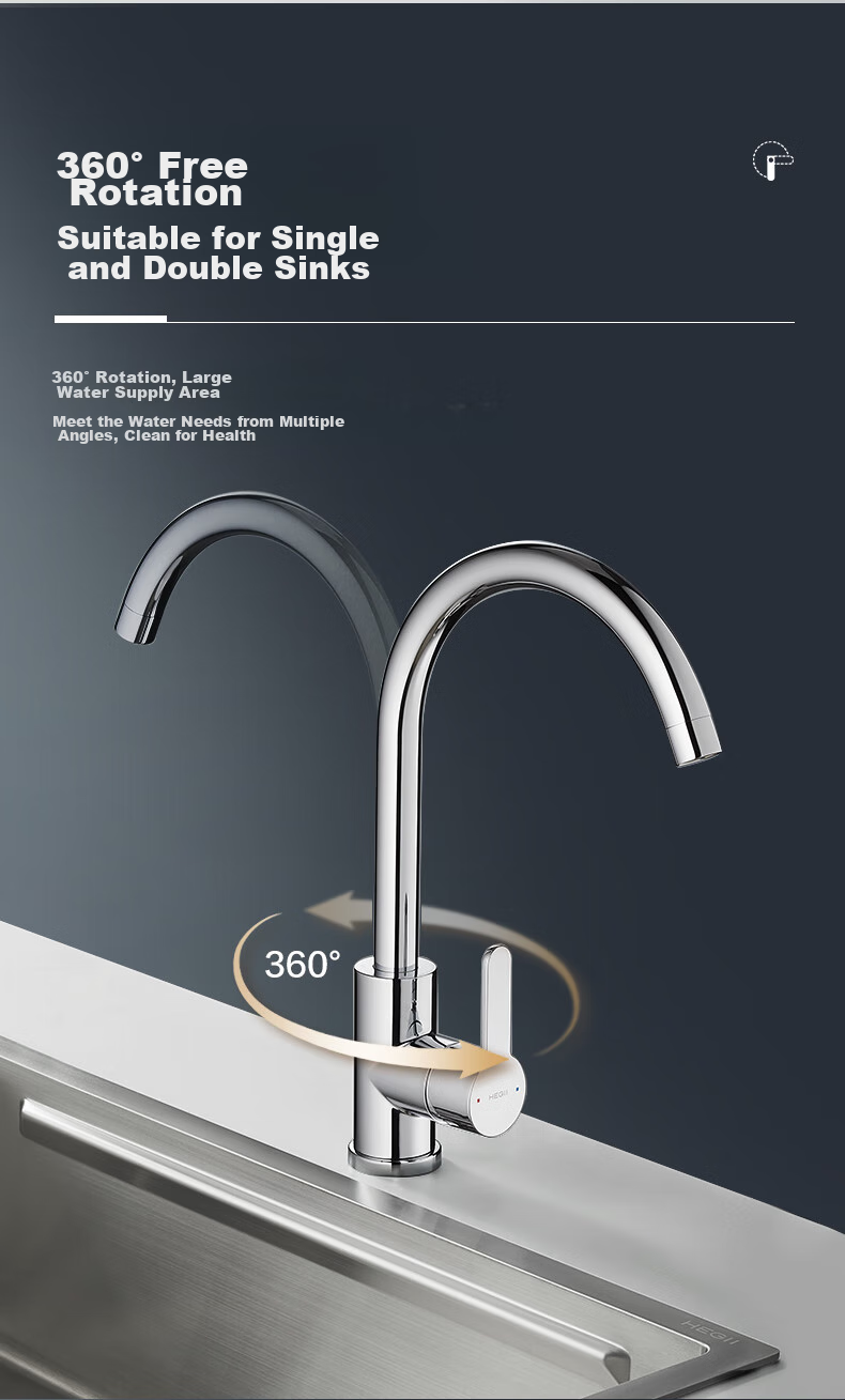 Кухонный смеситель HEGII HMF123-411B, цинковый сплав, горячая и холодная вода, вращение на 360°, высокий поток