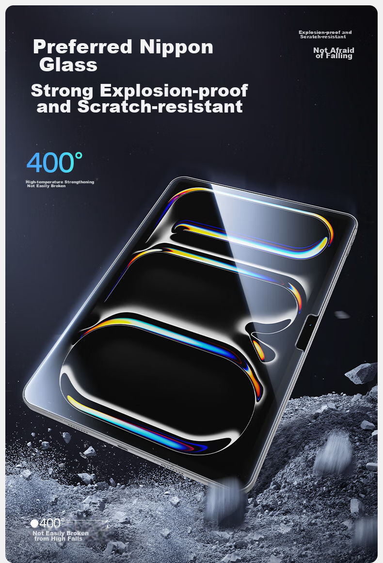 Защитное стекло Shanmo для iPad Air 7/6, совместимое с моделями 2025/2024 M3/M2 Chip, 11 дюймов. Электростатическое покрытие, защита от царапин, без пыли, быстрая установка.