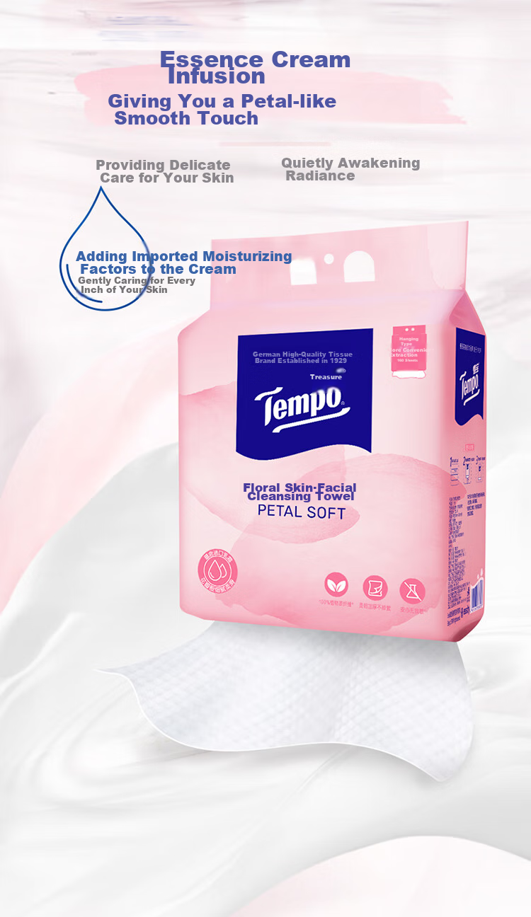 TEMPO Бумажные полотенца для лица, 160 шт., XL, одноразовые, ультрамягкие, для ухода за кожей, для младенцев