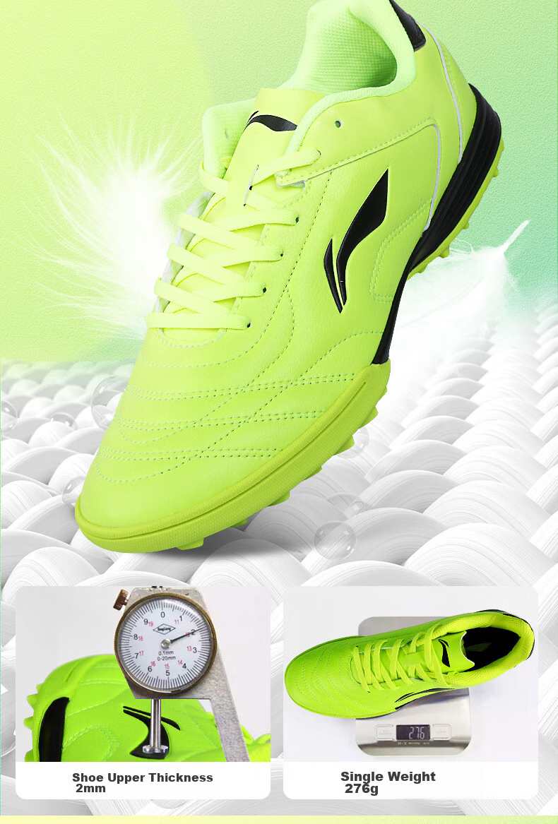 Футбольные бутсы Li-Ning для мужчин и женщин, с шипами TF для искусственного газона, профессиональные соревновательные и тренировочные бутсы для взрослых, подростков, школьников и детей, зеленые, размер 43