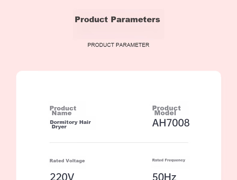 Фен AUX AH7008, 800 Вт, низкая мощность для общежития, портативный мини-фен, розовый