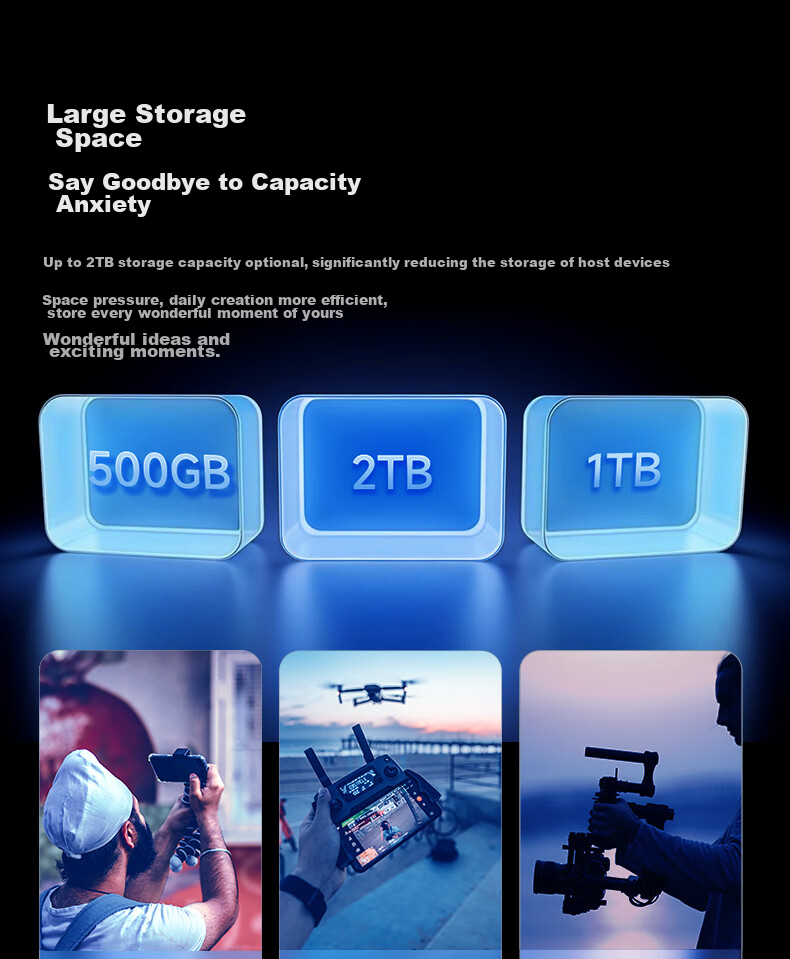 Портативный твердотельный накопитель Aigo S11, 1 ТБ, Type-C USB 3.2, скорость чтения до 520 МБ/с, встроенные кабели, идеально подходит для офисной работы, прямое подключение к телефону