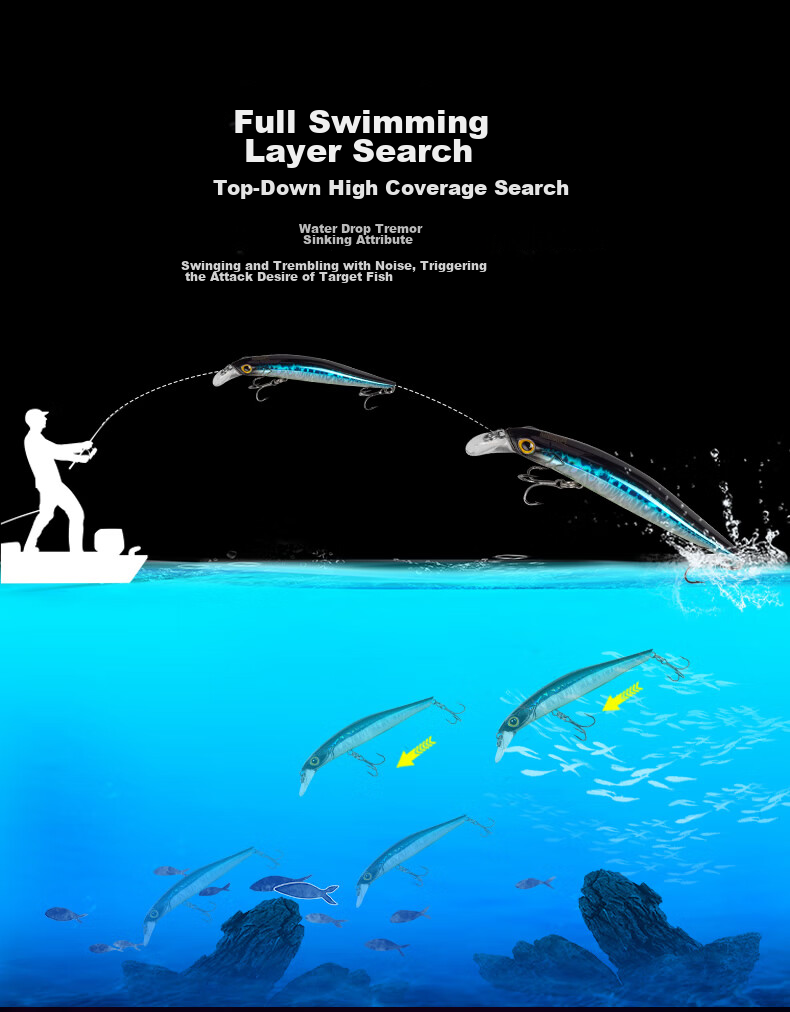 Приманка для рыбалки Guowangliya Lure Sinking Minnow, тонущая, для пресноводного окуня, искусственная приманка, имитирующая бионическую приманку, 14г/12