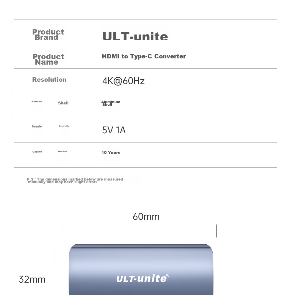 Переходник ULT-unite HDMI - Type-C, 4K@60Hz, для ноутбуков, ПК, PS5