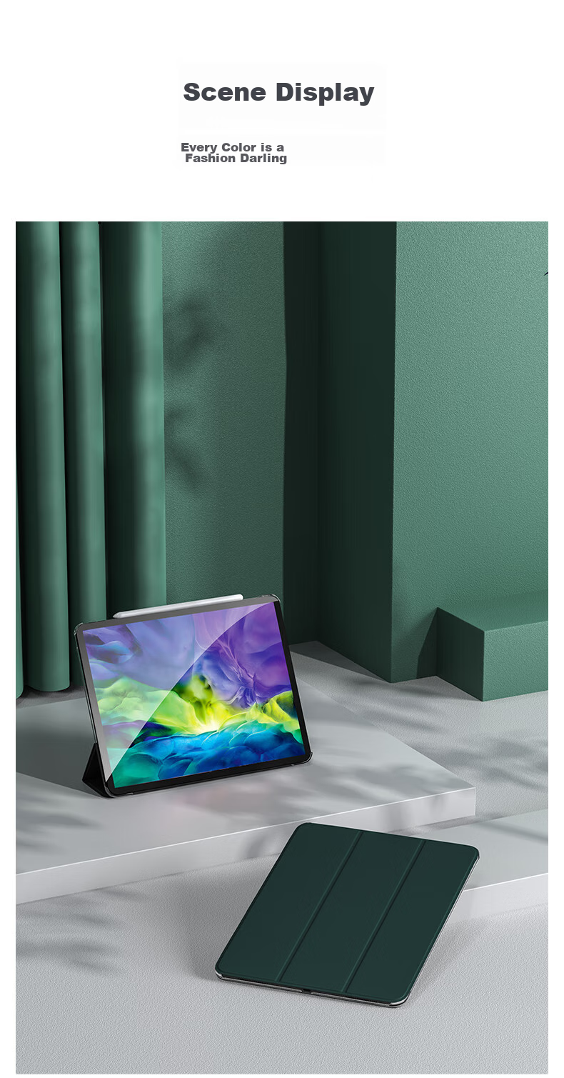 Чехол PISEN для iPad Pro/Air 10.9/11 дюймов, темно-зеленый, с полной защитой от ударов, тонкий, с трехстворчатой подставкой, совместимый с Apple iPad Air 7/6, Pro 18-22