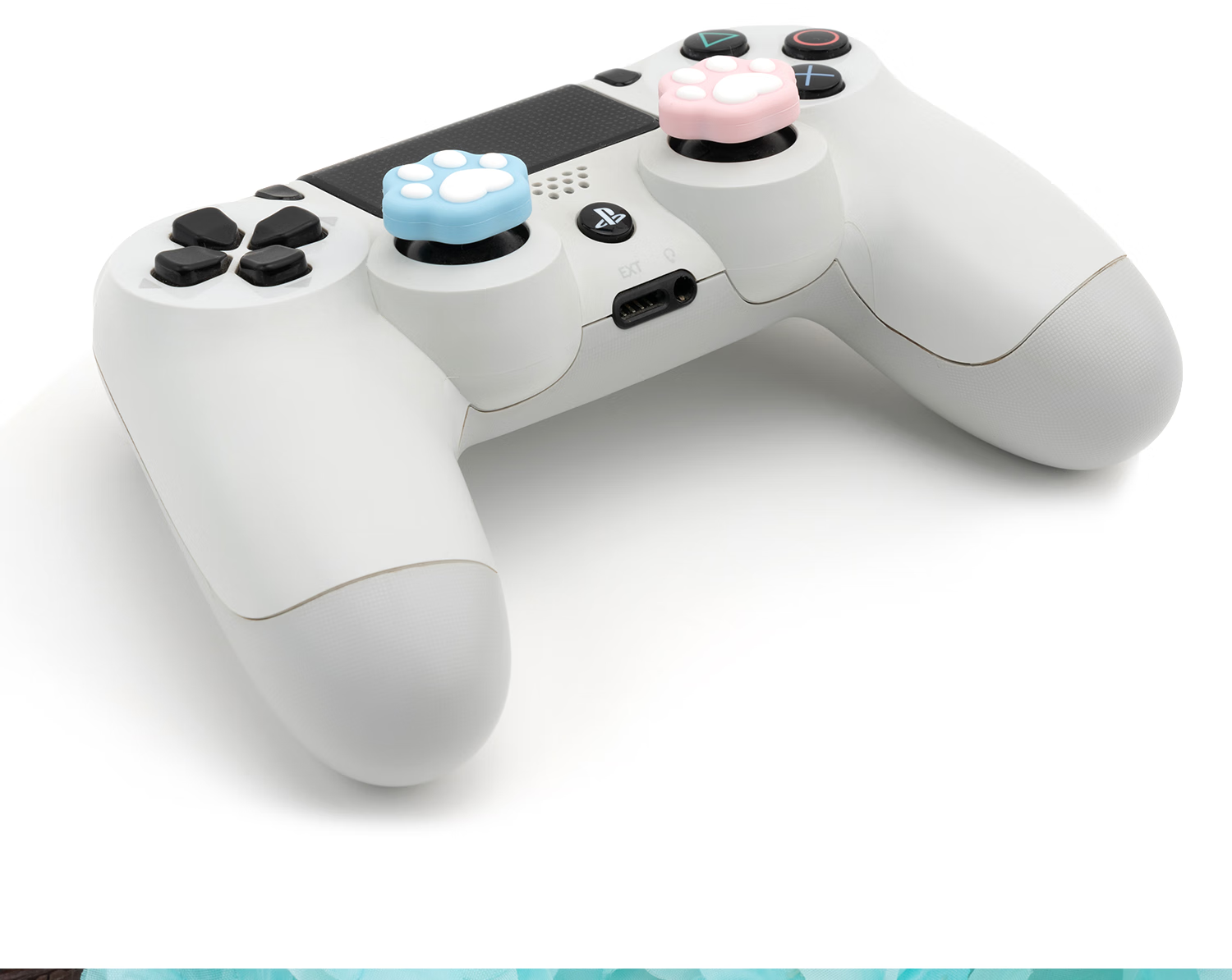 Чехол для джойстика Jixiang PS4/PS5/NS Pro, силиконовые накладки с дизайном "Кошачья лапка", розово-голубой
