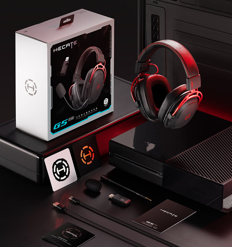 Беспроводная игровая гарнитура EDIFIER HECATE G5 Wireless Edition, 2.4G, Bluetooth, 7.1 объемный звук, накладные, черный/красный