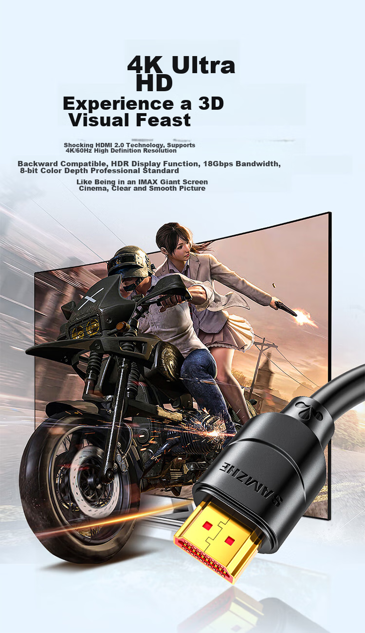 Кабель HDMI SAMZHE версии 2.0, 4K, 1.5 метра, для проекторов, ноутбуков, телевизоров, приставк