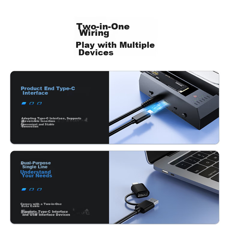 Клонер жестких дисков UNITEK M.2 NVMe/SATA, док-станция для клонирования 2.5/3.5 дюйма, внешний корпус для HDD/SSD, для чтения и копирования данных