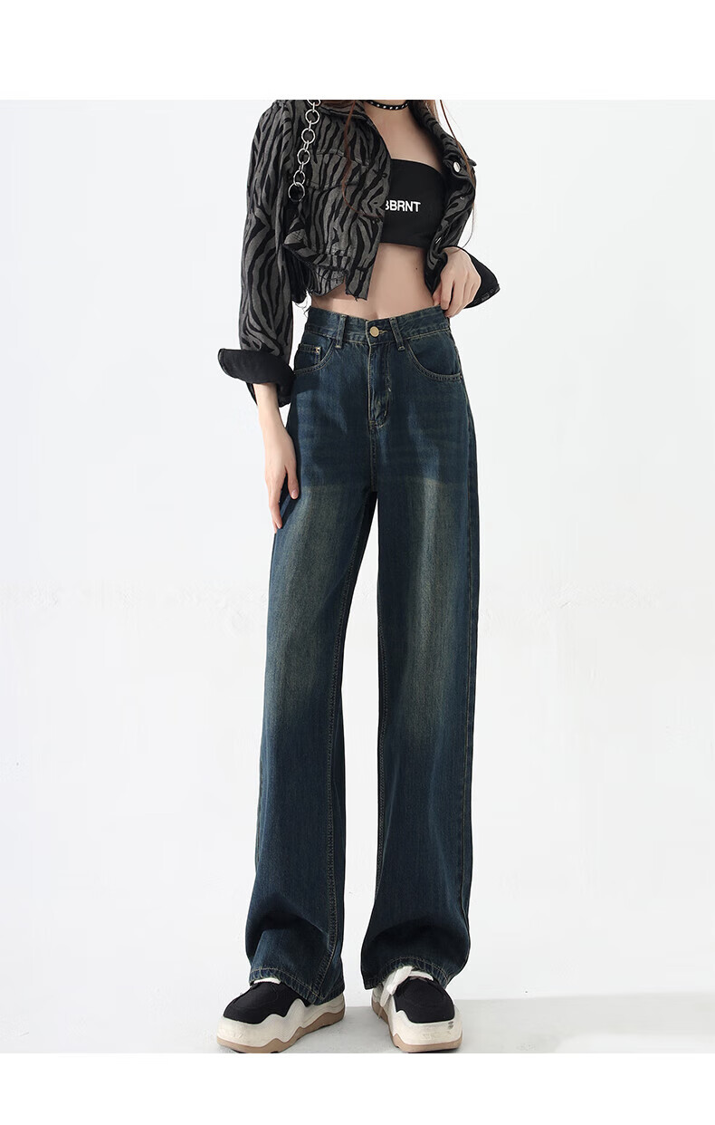 Женские джинсы Jeanswest, винтажный стиль, свободные, прямые, с высокой талией, длиной до пола, ностальгический синий, размер 2XL