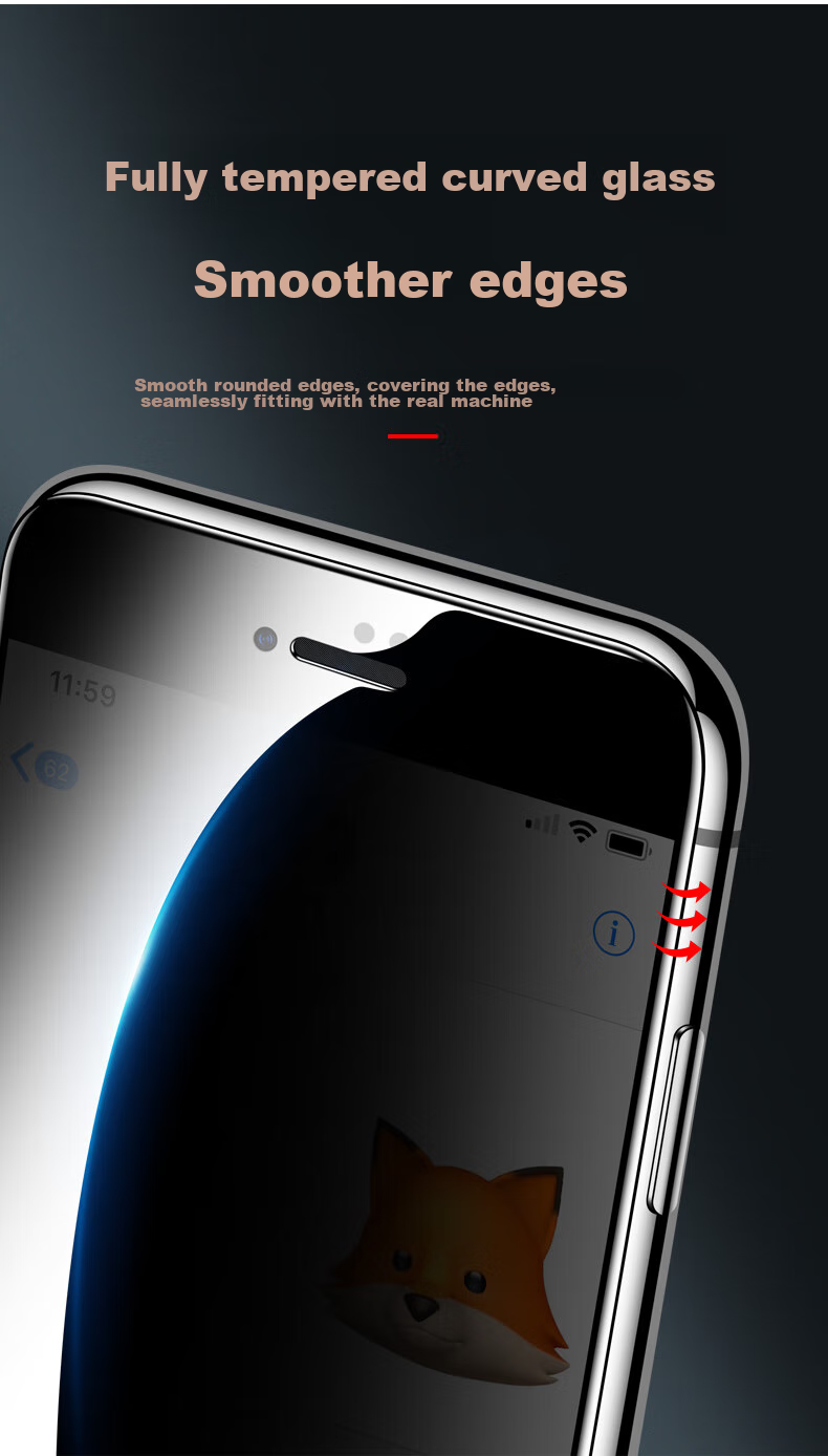 Защитное стекло BIAZE для Apple iPhone SE3/SE2/8/7/6s, 28° антишпионское, закаленное, HD, антиотпечатки