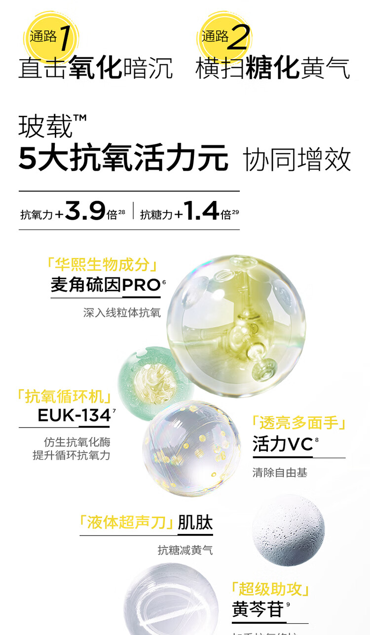 润百颜焕亮鲜肌光透次抛精华液1.5ml*5支抗氧化抗糖vc提亮礼物女