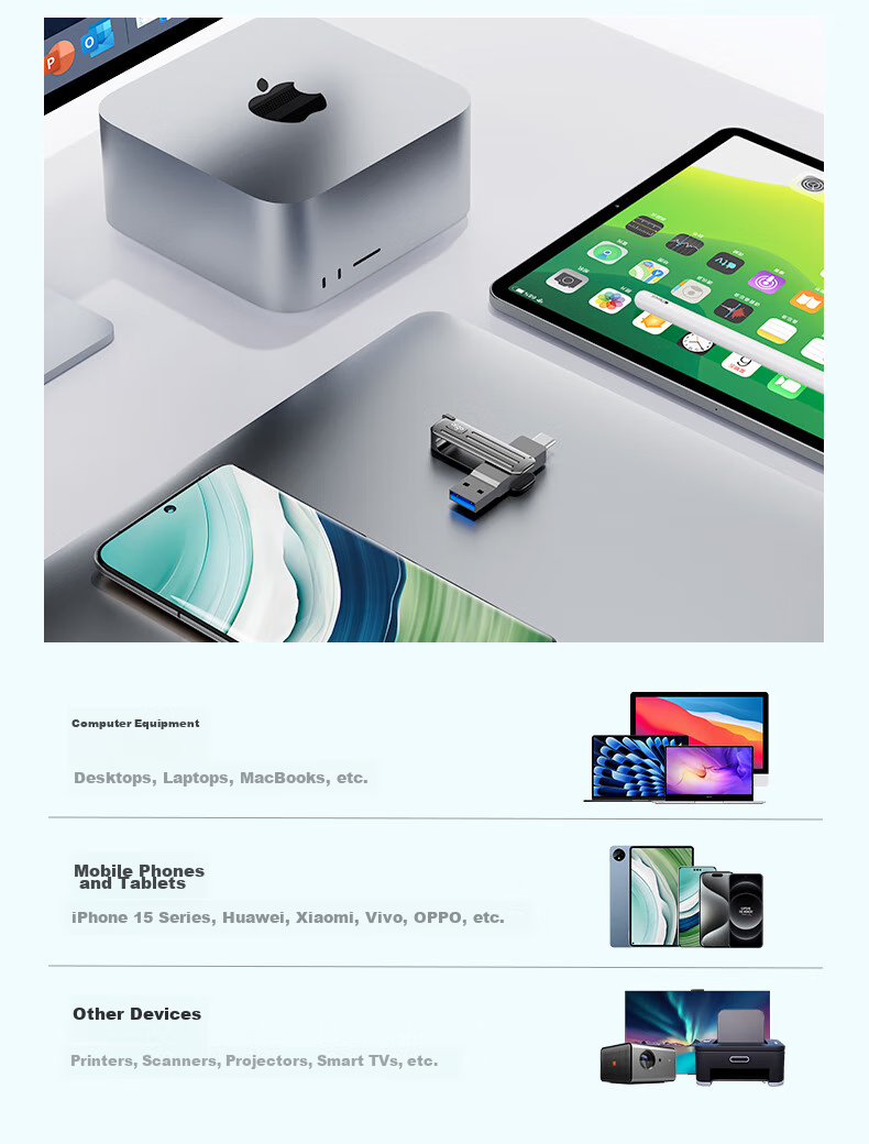 USB-накопитель Aigo W381 Type-C USB3.2 128GB, скорость чтения 220 МБ/с, металлический корпус, серый