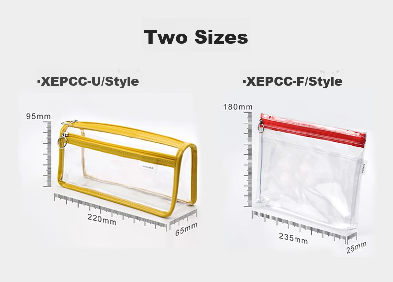 Пенал SAKURA Transparent Exam Pencil Case, фиолетовый, с двойной молнией, для учеников