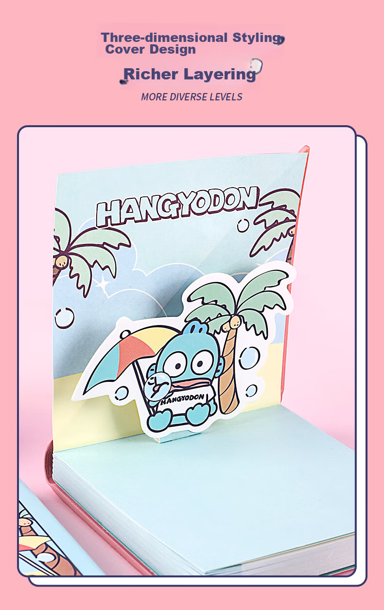 Блокнот GuangBo X Sanrio Square Leather Pocket Notebook, дизайн "Рыбка", 80 листов, 98*98 мм