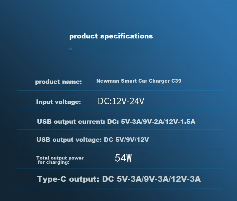 Автомобильное зарядное устройство Newsmy C39, супербыстрая зарядка, адаптер питания для автомобиля с быстрой зарядкой Apple, двойной порт USB-A/Type-C, 54 Вт