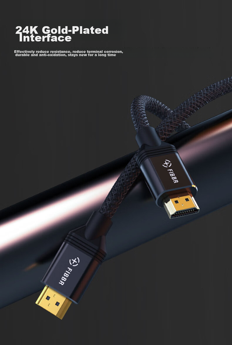 Кабель HDMI FIBBR версии 2.1, сертифицированный, 4K120Hz/8K60Hz, для приставки, проектора, большого телевизора, видеокабель, 1 метр
