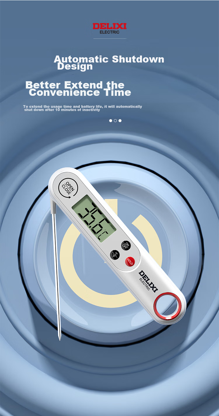 DELIXI ELECTRIC Цифровой термометр для кухни, водонепроницаемый, с подсветкой, для выпечки, воды, молока, мяса, высокая точность, перезаряжаемый