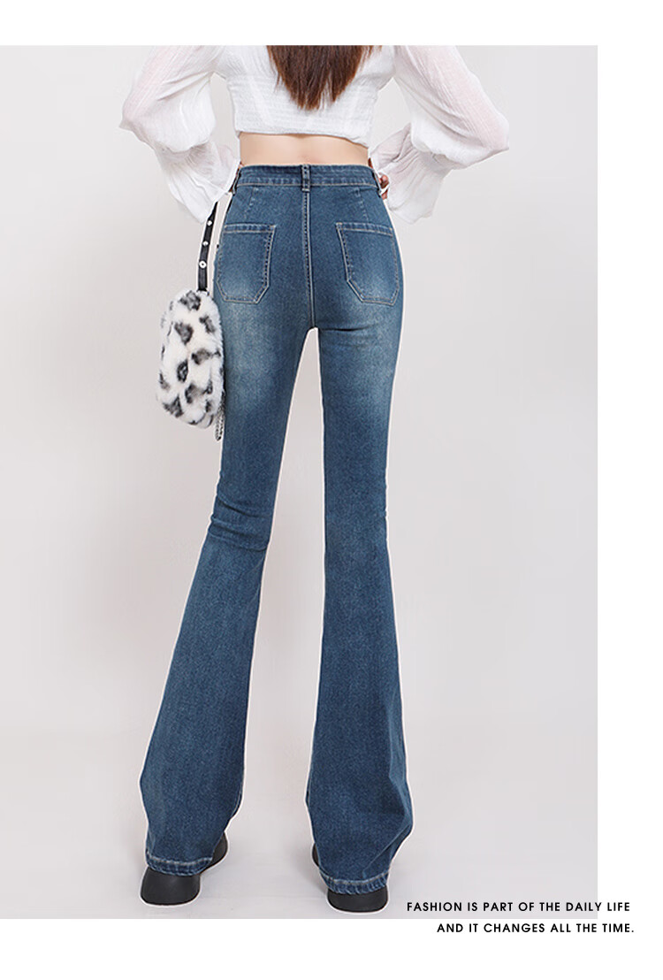 Женские джинсы Jeanswest, в стиле ретро из Гонконга, брюки с высокой талией, осенние, стройнящие, универсальные, слегка расклешенные, винтажный синий, размер S