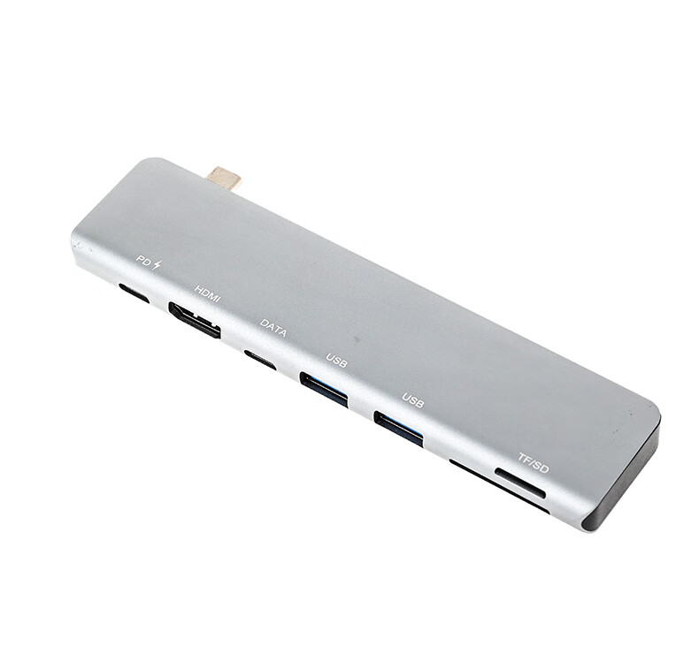 USB-C хаб Youlianxing, 7-в-1, с HDMI 4K, USB 3.0, SD/TF кардридером, PD зарядкой, алюминиевый корпус, серебристый
