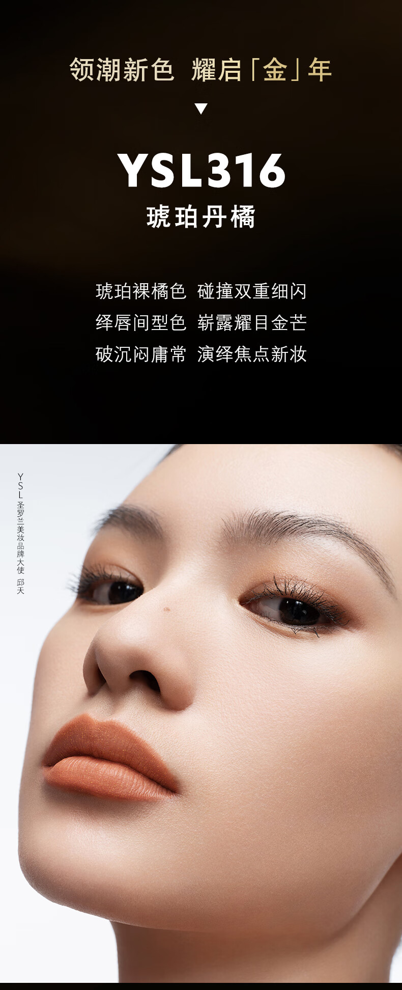 YSL圣罗兰小黑条口红冷茶色314 2g限定 生日礼物送女友 礼盒