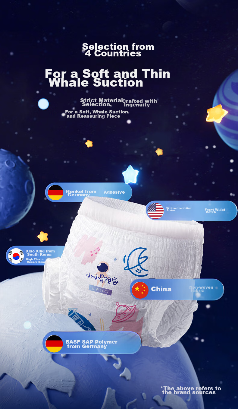 Подгузники-трусики Shiyuejiejing Little Explorer, ультратонкие и сухие, размер XXXL, 24 шт. (для детей от 17 кг)