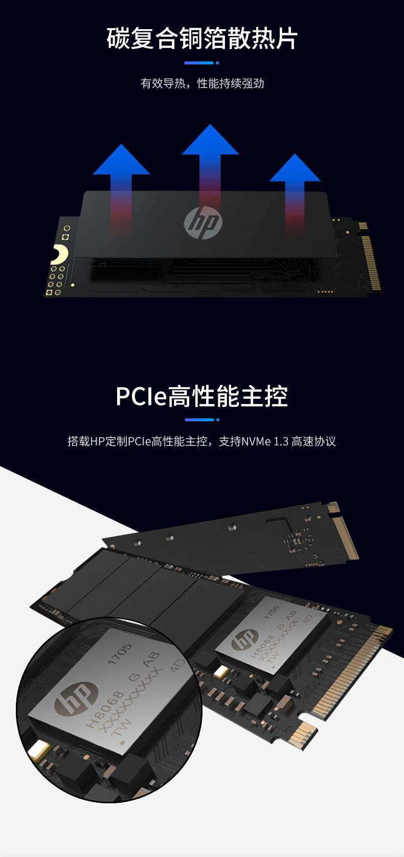 惠普（HP） 120G SSD固态硬盘 M.2接口(NVMe协议) EX900系列