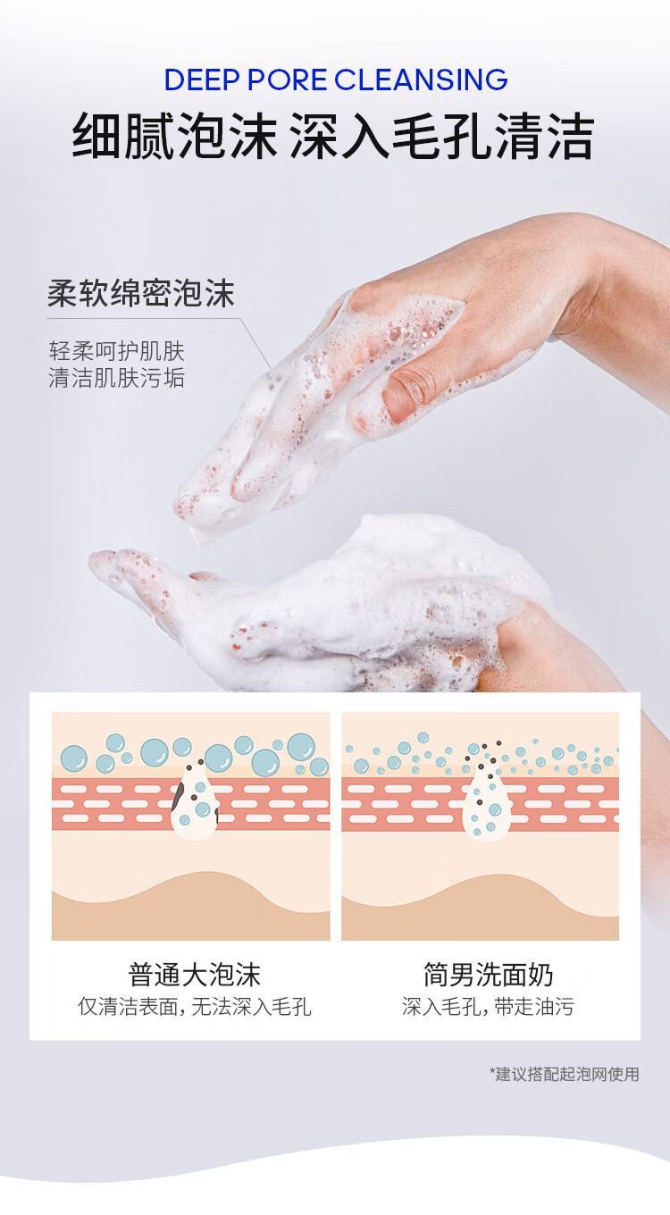 简男氨基酸洁面乳32%氨基酸表活男士洗面奶油皮洗面奶清洁去油不紧绷 【两支囤货】氨基酸洁面乳150g*2