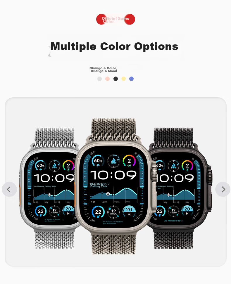 Ремешок Weiqiantu для Apple Watch Ultra 2 / S10 / 9 / 8 / 7, миланская петля, титановый оригинальный цвет, 49/46/45/44 мм