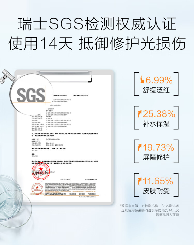 薇诺娜 清透水感防晒乳SPF50PA+++ 隔离紫外线 敏感肌 50g