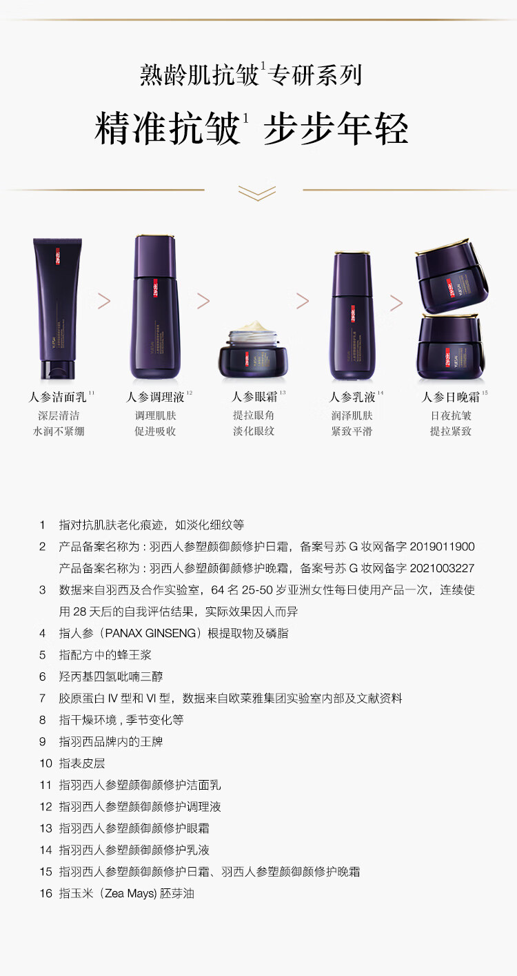 羽西人参日霜50ml+晚霜50ml礼盒 抗皱补水保湿 护肤套装礼物送妈妈
