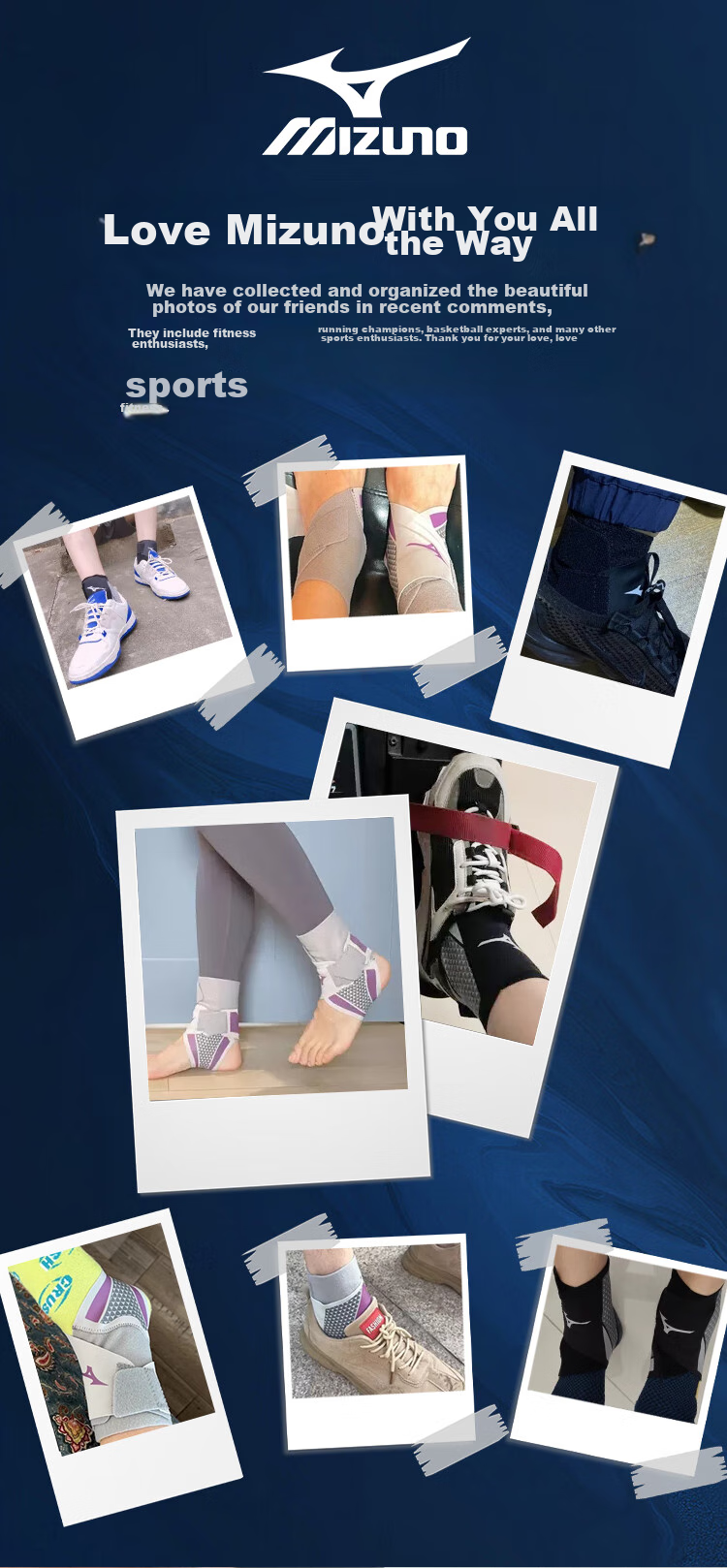 Набор из 2 компрессионных бандажей для голеностопа Mizuno, защита от растяжений, для спорта, баскетбола, ультратонкие, размер L
